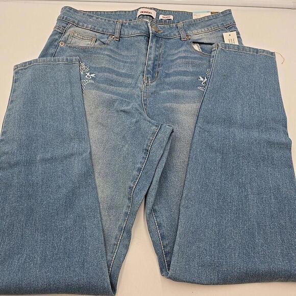 Bongo Missy‎ Jeans Skinny 16 Embroidered Jeggings Light Wash Artsy Bird (54-2) - Picture 11 of 14